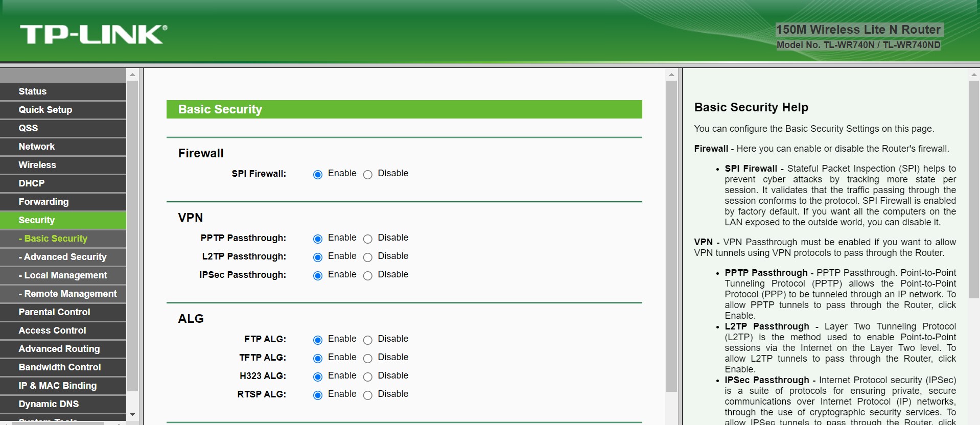 how to enable firewall in tp link router